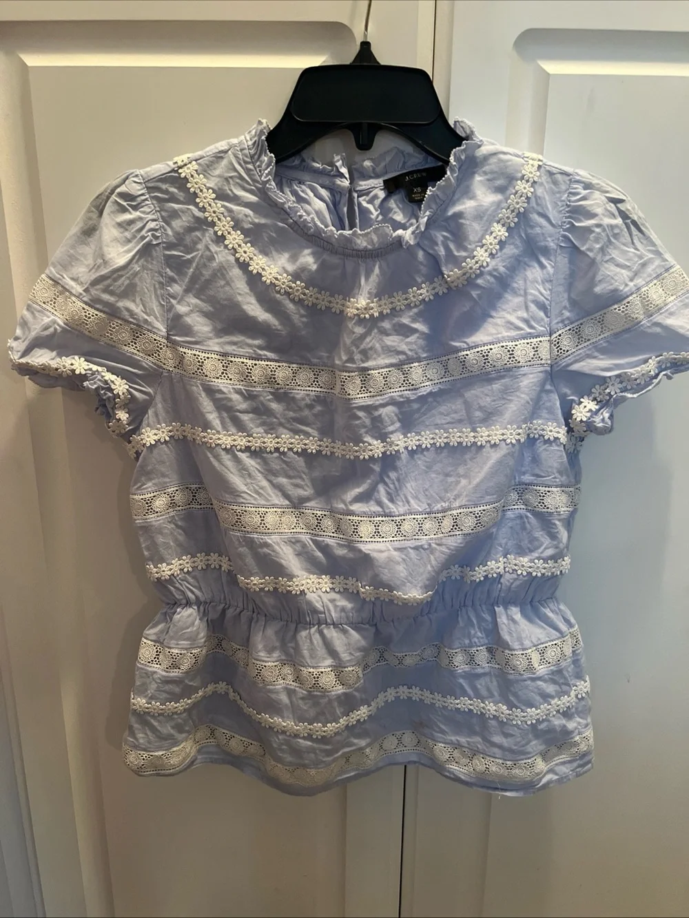 J. Crew Daisychain Peplum Short Sleeve Blouse XS